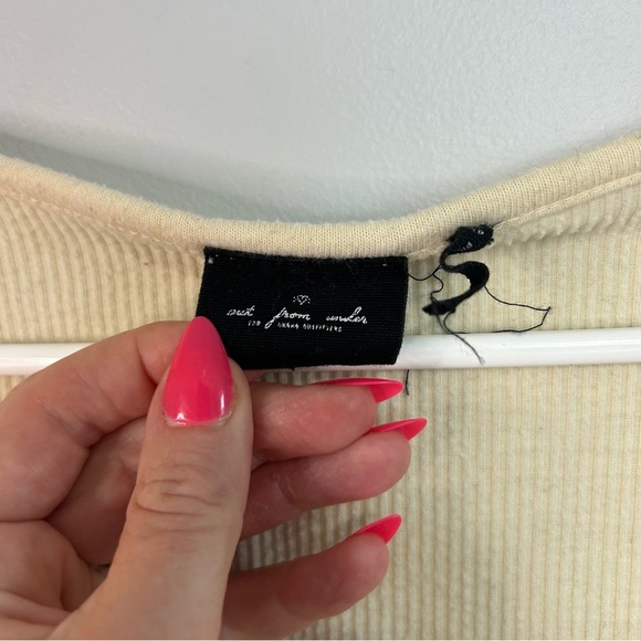 Urban Outfitters Out From Under Pale Yellow Cream Fitted Long Sleeve Top Size XS - Picture 2 of 6